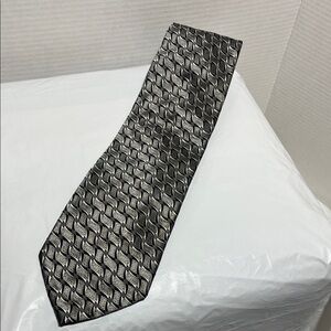 Pavone Italian Silk Black and Silver Men's Tie